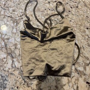 Gold Satin stretch Women's crop top
